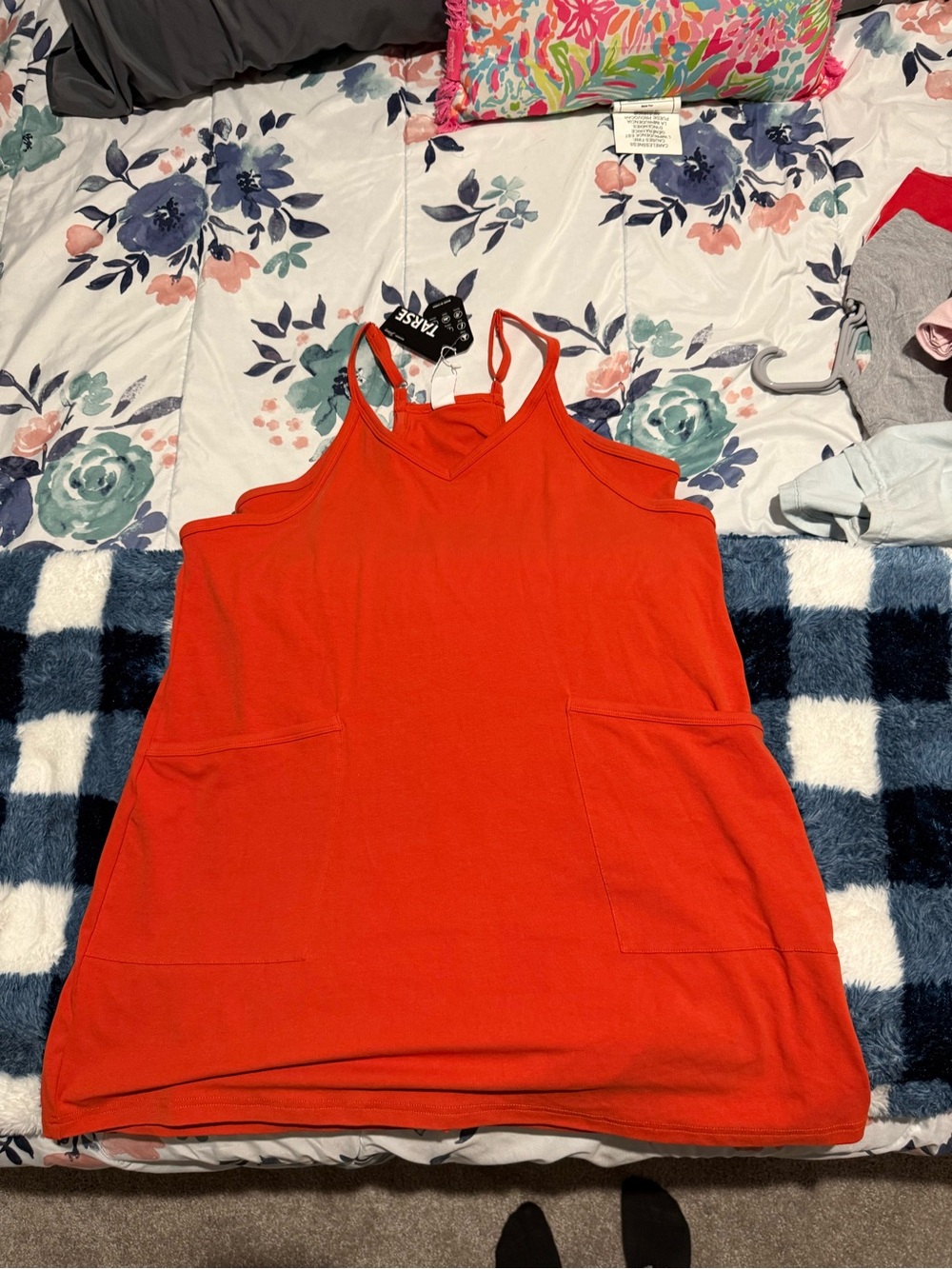 Amazon Women’s Orange Mini Tank Dress with Pockets
